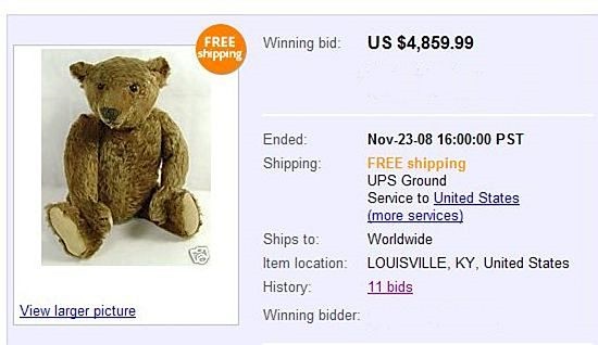 steiff teddy bear value